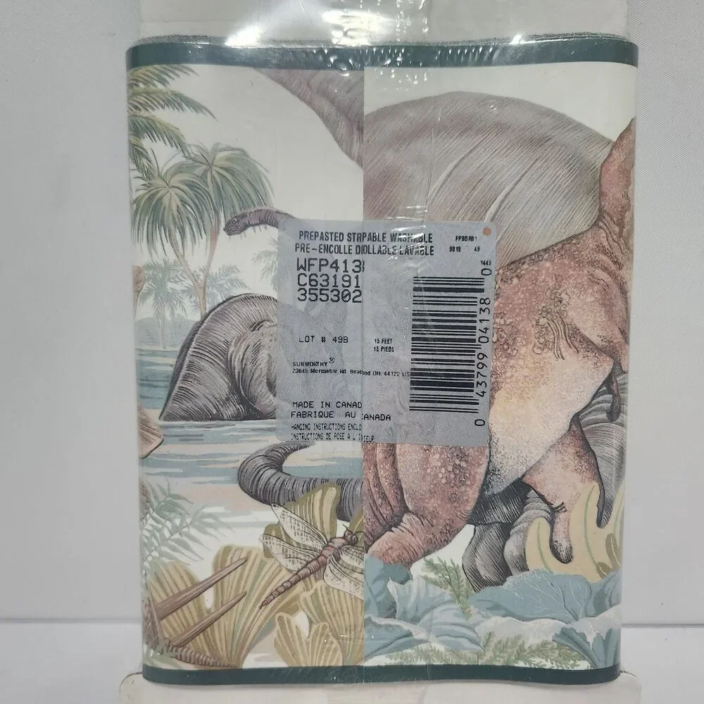Sunworthy Dinosaur Wallpaper Border Prepasted 5yd/15ft Nature Series WFP4138